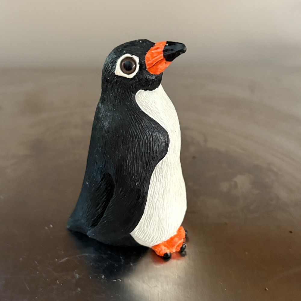 Cute Penguin Figurine Black White Orange Feet Collectible‎ Desk Decor